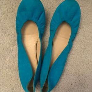 Teal suede j crew flats